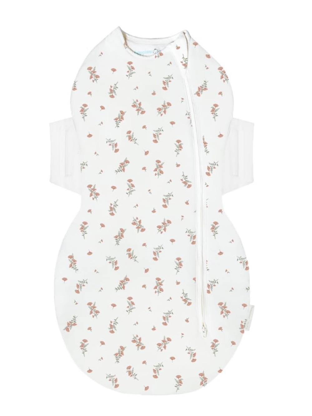 Happiest Baby Floral Swaddle Sleep Sack - White with Dusty Rose Flowers